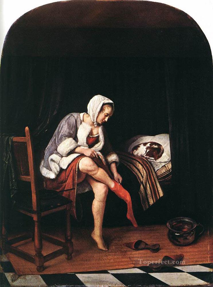 El baño de la mañana 1665 pintor de género holandés Jan Steen Pintura al óleo